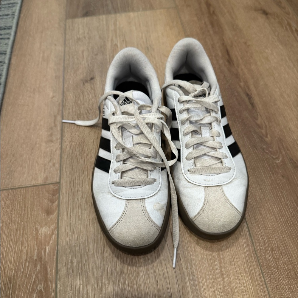 Adidas Classic White and Black Striped Sneakers